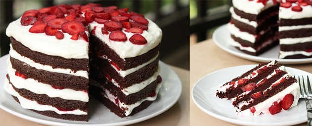 torta al cioccolato e fragole